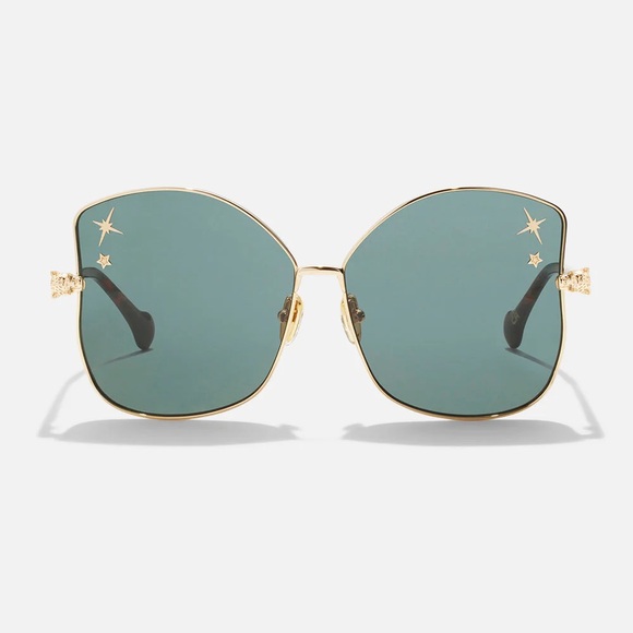 Pool Side Pedigree Gold Star-Embellished Luxury Sunglasses